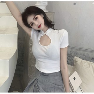 Áo kiểu khoét ngực cổ cao đính ngọc