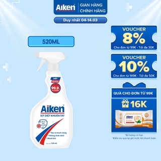 [MỚI] Xịt diệt khuẩn tay Aiken 520ml