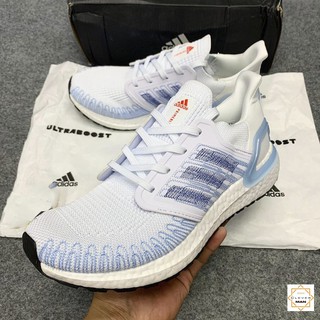 (FREESHIP+QUÀ) Giày thể thao Sneakers ULTRA BOOST 2020 white trắng sọc xanh nhạt Ultra boost 6.0