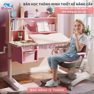 Bàn học sinh chống gù chống cận Igrow TẶNG ĐÈN LED + GIÁ KẸP SÁCH, bàn học sinh có giá sách cao cấp