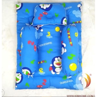 Bộ nệm gối cho bé sơ sinh cotton Thắng Lợi- Gối lõm chống bẹt đầu+gối ôm chặn+ Nệm sơ sinh cho bé