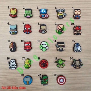 [2D] Sticker - Jibbitz - Nút gắn dép sục 2D siêu nhân