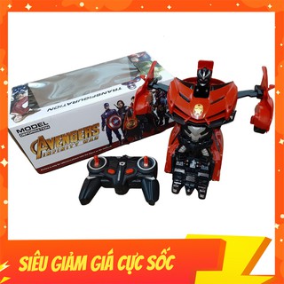 Đồ Chơi Xe Điều Khiển Biến Hình Robot Xe Ironman Siêu Cấp Màu Đỏ Cam Đèn Pha Siêu Sáng