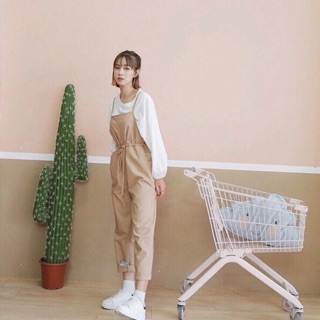 Sét Yếm Kaki dây rút bụng(kèm áo tay dài )