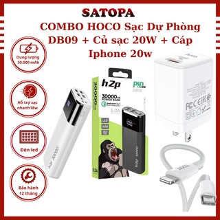 COMBO Củ cáp sạc dự phòng 30000mah Hoco DB09 sạc nhanh 18W QC 3.0 tương thích nhiều thiết bị - SATOPA OFFICIAL