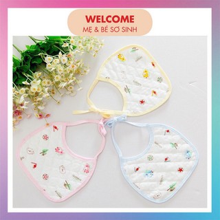Yếm xô tròn buộc dây cho bé 0 -2 tuổi ăn dặm giữ ấm cổ và ngực họa tiết dễ thương giá siêu rẻ