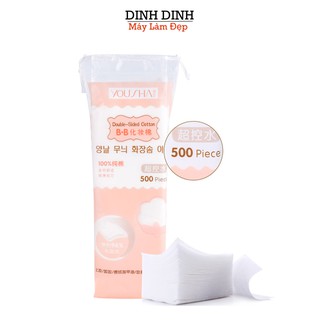 Bông tẩy trang mỏng, bông thấm toner 500 miếng Yousha 100% cotton mềm mịn dai