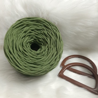 Dây dệt mắt na, dây cotton làm túi- 3mm - Xanh OLIVE