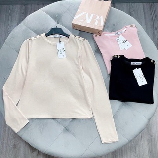 Áo len cổ tròn khuy vai 3 màu siêu sang, áo dài tay nữ