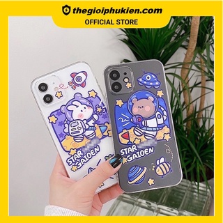 Ốp lưng iphone - Ốp silicon dẻo trong suốt star gấu thỏ dành cho iphone 6 đến 14promax - t107