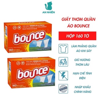 Giấy thơm Bounce Mỹ hộp 160 tờ chống nhăn vải khi sấy, hạn chế tĩnh điện vào mùa khô