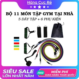 Bộ 11 món tập gym tại nhà, gồm 5 dây kháng lực ngũ sắc đa năng tập full body - Shop Hàng Cực Rẻ