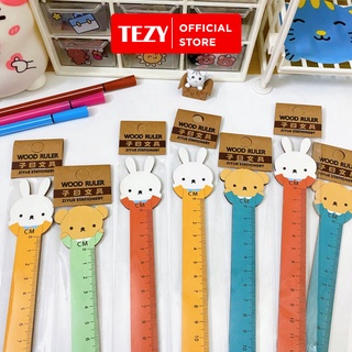 Thước kẻ gỗ ZIYUE gấu thỏ hình dễ thương Tezy 15cm - S708