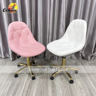 Ghế Xoay Trang Điểm, Ghế spa Phun săm bọc da chân vàng cao cấp Mẫu cúc Cách điệu ( hình thật shop chụp)