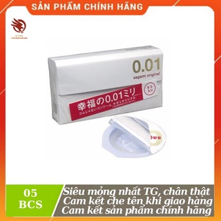 [ CHÍNH HÃNG ] - Bao cao su Sagami Original 0.01 cao cấp, siêu mỏng nhất thế giới, cảm giác thật – Hộp 5 chiếc,