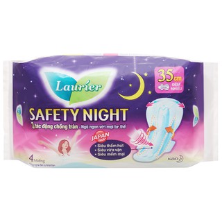 Băng vệ sinh ban đêm Laurier Safety Night siêu an toàn 4 miếng 35cm