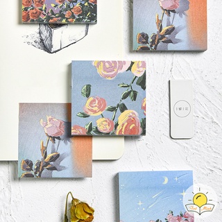 Tập 80 tờ note ghi chú kiêm giấy trang trí hình tranh vườn hoa, bầu trời NO05