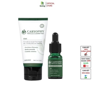 Combo dưỡng da giảm mụn mờ thâm Caryophy Portulaca (sữa rửa mặt 30ml và serum 10ml) ILIVING-CARCBMNSRMSR10