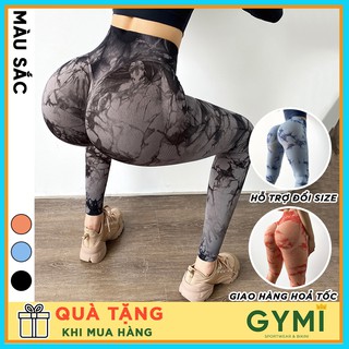 Quần tập gym yoga nữ chun mông Mitao Girl GYMI QD31 dáng legging màu loang lưng cao nâng mông vải dệt co giãn 4 chiều