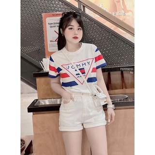 Áo thun phối viền sọc màu tay con 0522