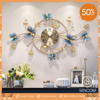 Đồng Hồ Treo Tường, Đồng Hồ Trang Trí Decor Hoa Xanh Mã A2237