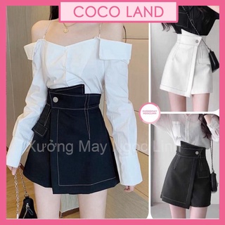 Quần short nữ giả váy chỉ nổi siêu Hot_m096 ulzzang nữ tính, mầu đen, trắng, be, nâu tây, cocoland