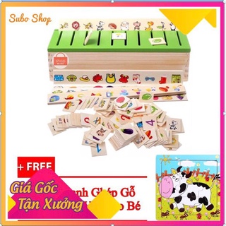 ⚡TẶNG TRANH GHÉP 9 MIẾNG ⚡ Đồ chơi phát triển trí tuệ - bộ thả hình phân loại nhiều chủ đề khác nhau bằng gỗ