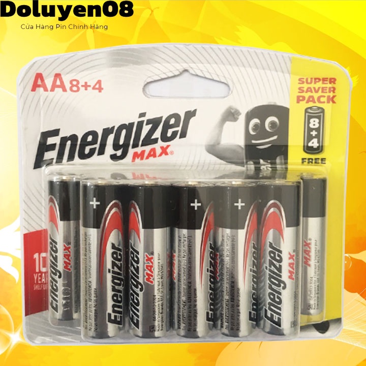Energizer E91/LR6; Pin AA Alkaline 1.5v Energizer E91/LR6 (Xuất xứ Singapore)/ Loại vỉ 12viên