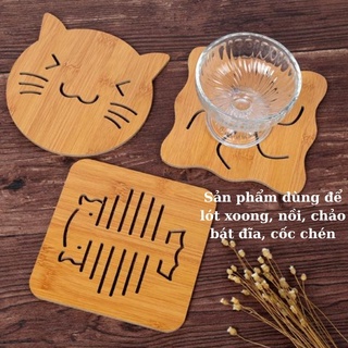 Miếng Lót Nồi Xoong Bằng Gỗ Bào Vệ Về Mặt Bàn, Bếp, Chống Bám Bẩn, Chống Nứt Mặt Kính Bàn Ăn