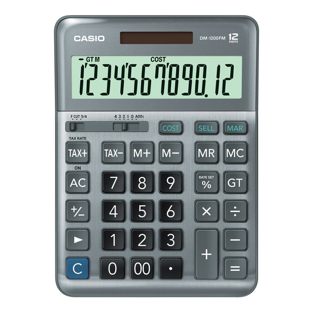 Máy Tính Casio DM-1200FM Màn Hình Siêu Lớn - Hợp Kim Chống Xước, Nhập Liệu Tốc Độ Cao Cho Chủ Shop