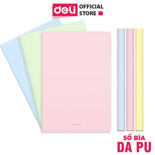 Sổ bìa da khổ A5 Deli - 96 trang màu pastel thanh lịch bìa chống nước bảo vệ chất lượng cao chống nhòe khi viết kèm ngăn