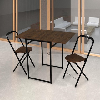 HomeBase FURDINI Bộ bàn ghế (2 ghế) gỗ khung thép có thể xếp gọn