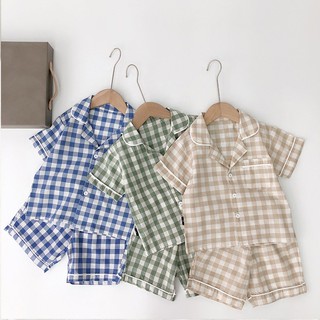 Bộ  Cộc tay Kẻ Caro cho bé trai và bé gái Siêu Hot Cho Bé Từ 6 - 28kg