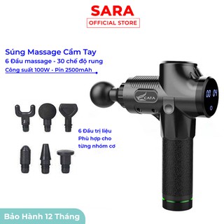 Súng Massage Cầm Tay cát á Cao Cấp  6 đầu trị liệu  30 chế độ rung, máy massage cầm tay giãn cơ toàn thân