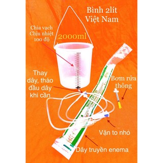 Bộ bình truyền cà phê Enema 2000ml lắp được dây hút