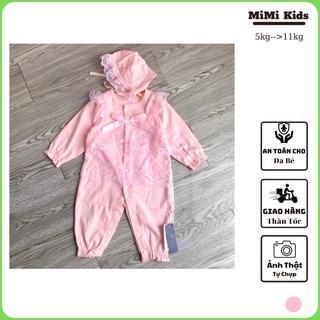 Bộ liền thân kèm mũ màu hồng chơi TẾT cho bé gái, Bodysuit kèm mũ trẻ em đẹp 5-11kg