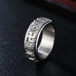 Nhẫn Xoay Khắc Chú Trừ Tà Om Mani Padme Hum Titan Không Rỉ TT 1783