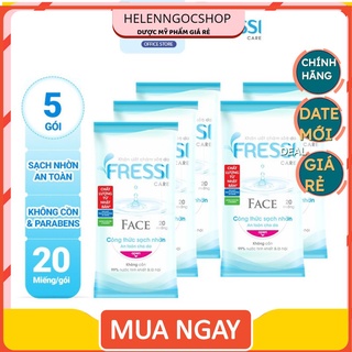 Combo 5 gói khăn ướt chăm sóc da Fressi Care Face 20 miếng/gói