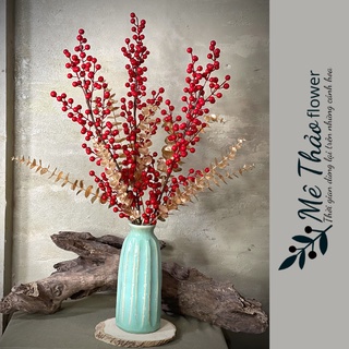 (Ảnh Shop Chụp) Cành Đào Đông Đỏ Chất Liệu Cao Cấp Decor Nhà Cửa, Phòng Làm Việc, Trang Trí Tết Của Mê Thảo FLower