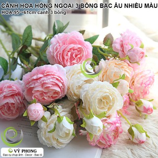 CÀNH HOA HỒNG NGOẠI 3 BÔNG BẮC ÂU LIVING ART TRANG TRÍ NHÀ CỬA ĐẠO CỤ CHỤP ẢNH SẢN PHẨM INS HOA-95