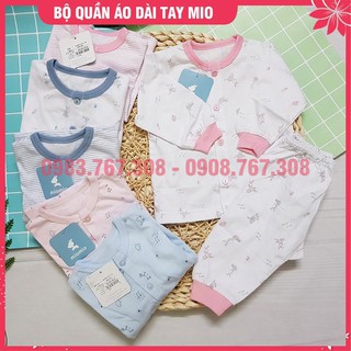 [MIO] Bộ Quần Áo Dài Tay Miomio Cho Bé Sơ Sinh Chất Cotton Mềm Mại Size 1M, 3M