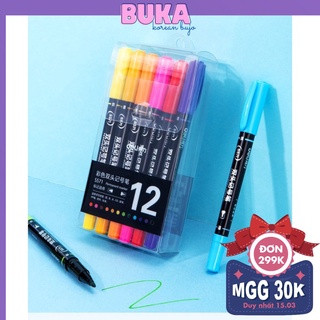 (Lẻ 1 bút) Bút marker 2 đầu DELI S571, set 12 bút nhiều màu viết trên mọi chất liệu Bukavn