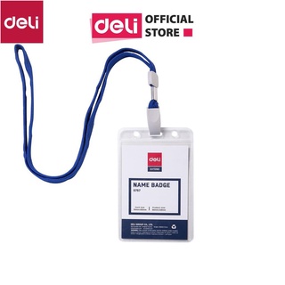 Thẻ đeo bảng tên học sinh, sinh viên, nhân viên văn phòng cao cấp Deli kèm dây khổ ngang/dọc - chống xước 5756 5757