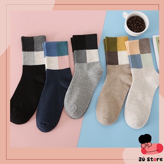 vớ caro 4 màu - cao cổ
