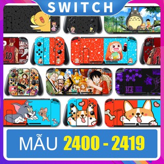Skin dán lưng máy, 2 mặt Joycon, dock cho Nintendo Switch (2400-2419)