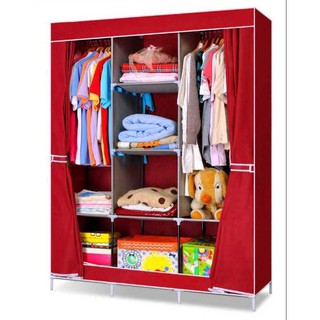 Tủ quần áo 3 buồng 8 ngăn trơn phong cách đơn giản