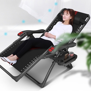 Ghế xếp thư giãn cao cấp có khay để ly, điện thoại,massage tay, ghế xếp văn phòng - Màu đen 234