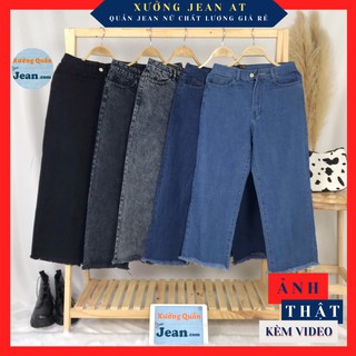 Quần Jean Nữ Ống Rộng RÁCH GẤU Dáng Suông, Quần Bò Ống Rộng BASIC 5 Màu - 050