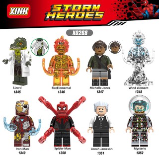 Minifigures Các Nhân Vật Trong Spider Man Far From Home Fire Elemental Wind Element Lizard Iron Man Mẫu Mới X0268