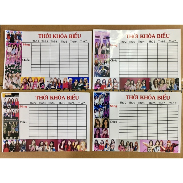 thời khoá biểu BLACKPINK combo 4 ảnh khác nhau